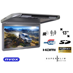 Pie griestiem piekarināms automašīnas monitors LCD 13 collu HDMI USB SD