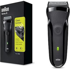 Braun Series 3 Men's Electric Shaver with 3 Flexible Blades, Rechargeable and Wireless Electric Shaver, 30 Minutes Runtime, Gift Man, 300s, Black