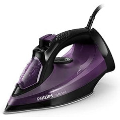 Philips 5000 Series Steam Iron - 2400 W, Constant Steam Output 45 g/min, Steam Boost 180 g, Vertical Steam, SteamGlide Plus Soleplate, Black/Purple (DST5030/80)