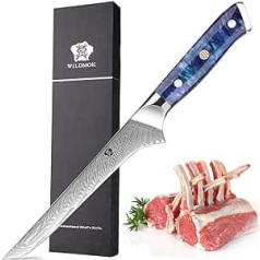 WILDMOK Boning Knife, Japanese Damascus Chef's Knife, Professional Boning Fillet Knife, 18 cm Professional Boning Knife, Full Resin Handle for Meat and Poultry