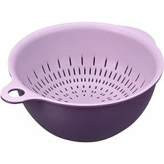 sourcing map Kitchen Strainer Bowl Set, Small Double Layer Drain Bowl and Basket, Suitable for Fruit, Vegetables, Pasta, Berries - Purple