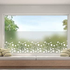 dktie Window Film Opaque Privacy Film Window Frosted Glass Film Floral Pattern Static Stickers without Adhesive Reusable Suitable for Living Room Bedroom Kitchen 90 x 200 cm