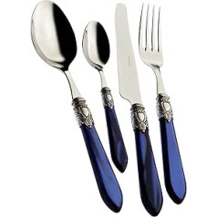 BUGATTI oxb2 m-s3250 Oxford Cutlery Set, 24-Piece Dinner Set, Stainless Steel/ABS Blue, 39 x 27 x 5 cm