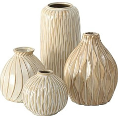 Boltze Zalina 1006089 Vase Set of 4 (Flower Vase, Ceramic Vase for Flowers, Dried Flowers, Pampas Grass, Height 9-15 cm, Vase Set)