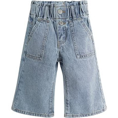 KIDSCOOL SPACE Baby Mädchen Jeans, Kleinkind Elastischer Bund mit D-Ring Schrägtaschen Weite Denim Hose