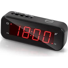 Timegyro Small Digital Battery Operated Clock, LED Desk Clock, Battery Operated Only Battery Alarm Clock with Snooze Brightness, Adjustable 12/24 Mode for Bedroom, Shelf, Travel