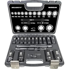 16 Piece Heavy-Duty Impact Wrench Set Hexagonal Sockets 10-32 mm Socket Spanner Impact Socket Set with 1/2 inch Shank