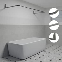 Erica Shower Rod In U-shape 70 X 165 X 70 Cm, For Wall Mounting, PVC Coating, Rustproof