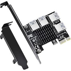 Eluteng USB 3.2 GEN2 PCIe Riser Expansion Card 4 Port PCI-Express USB 3.2 GEN2 Add-In Card PCI-e Network Cards Network Adapter with Large Heatsink for PCIE X1/X4/X8/X16 for Bitcoin Mining