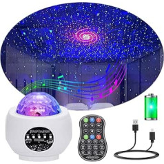 Audor Starry Sky Projector Lamp Night Light, LED Star Light Projector Lamp, Starry, Water, Waves, with Bluetooth Music Player, Timer, USB Remote Control, for Children, Adults, Room Decoration, Party