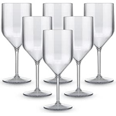 Bryna By Amz Better BRYNA Croissants Glasses Set of 6 25 Cl Polycarbonate (Hard Plastic), 100% Italian Design, Unbreakable Glasses, Reusable and Dishwasher Safe Wine Glasses, Transparent