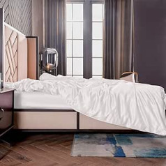 Thxsilk Silk Duvet Cover, Silk Comforter Cover, Silk Bedding, 100% 19 Momme Top Grade Mulberry Silk Bed Linen - White 135 x 200 cm