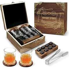 E Eaststorm Whiskey Gifts for Men, Whisky Glasses Set, Whisky Set Gifts for Men, Wiskey Gifts Men Set Including Whiskey Glass, Whiskey Stones, Christmas Gift for Husband and Father