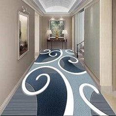 LIKE IT MORE Modern Premium Washable Non-Slip Carpet Runner, Versatile Running Rug in Grey and Beige for Indoor Use, Hallway, Living Room, Kitchen and Bedroom, 80 x 300 cm (Neptune Blue)