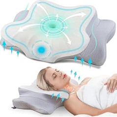 DONAMA Orthopaedic Pillow, Ergonomic Neck Support Pillow Made of Memory Foam and Neck Pillow for Optimal Support, Pillow for Sides, Back and Stomach Sleepers (63 x 38 x 14 cm)