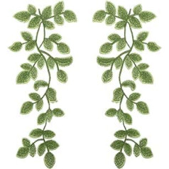 VGOL 2 Pairs (4pcs) Mirror Pair Green Leaves Applique Forest Vines Lace Trim Embroidery Sewing Embellishment Decoration for DIY Costume Art Craft Projects