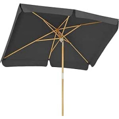 SONGMICS Parasol for Balcony, 300 x 200 cm, Rectangular Balcony Umbrella, Sun Protection, Parasol Pole, Wooden Parasol Ribs, Bendable, Without Stand, Garden, Outdoor, Grey GPU300G01