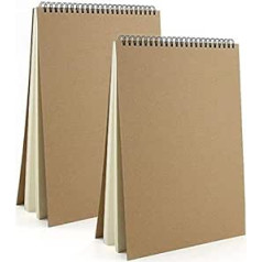 CODIRATO Pack of 2 Sketchbook A4 Drawing Book 30 Sheets Sketchpad Drawing Sketchbook 160GSM Drawing Pad Spiral Binding Paper Sketch Pad Artist Watercolour Paper for Children, Beginners, Artists