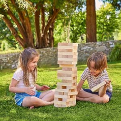 TP Wooden Drum Tower, Ultimate Giant Game for Garden, Outdoor and Garden Games, FSC Certified Treated Wood, for 2+ Players, from 3 Years to Adults