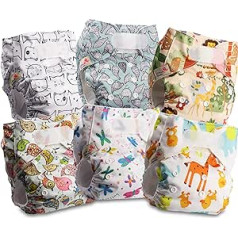 Littles and Bloomz Reusable Cloth Nappy Cloth Diaper, Standard Hook-Loop, 6 Nappies, FLV2-0610