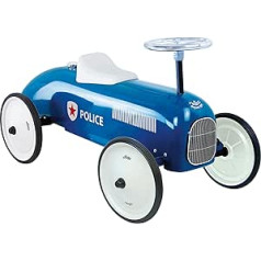 Vilac - Vintage Police Car Carrier - Metal Toy - Quiet Wheels - Steering Wheel - Decoration - Blue - for Children from 18 Months