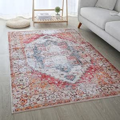 MGYHWJA Rugs for Living Room 160 x 230 cm Non-Slip Large Area Rugs Machine Washable Vintage Style Soft Low Pile Floor Rugs for Bedroom