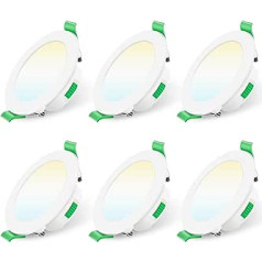 ALUSSO LED Recessed Spotlight, 230 V, Dimmable, 68 mm, 7 W, Ultra Flat, IP44 LED Spotlights, Warm White, Neutral White, Cool White Ceiling Spotlights for Bathroom, Kitchen, Living Room, White, Set of