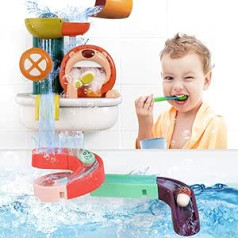 Mini Tudou Bath Toy for Children, Lion Bath Toy with Bubble Machine, Bath Waterfall Toy with DIY Water Slide, Ball, Cup, Lion Bubble Maker, Baby Shower Toy for Toddlers