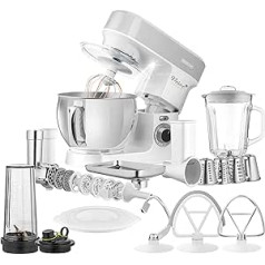 Sencor Multifunctional Food Processor Over-equipped, Powerful 1200 W, Complete Accessories, Large 5L Stainless Steel Bowl, LED Lighting, Blender, Meat Mincer, Biscuit Machine and Magnetic Lid