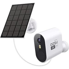 AOSU 7Pro Outdoor Solar Surveillance Camera, without Homebase, 2K Resolution, 166° Wide Angle, Colour Night Vision, IP66 Waterproof, with Solar Panel