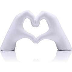 White Heart Hand Statue Home Decoration, Love Sign Coquette Decorative Hut, Romantic Heart Hand Sculpture, for Shelves, Desks, Countertops, Dining Room Table Centrepieces