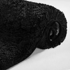 Deconovo Bathroom Rug, Microfibre Bath Mat, Non-Slip Bath Mat, Water-Absorbent for Shower, Bathtub, Shower Mat, Absorbent, 40 x 60 cm, Black, Pack of 1