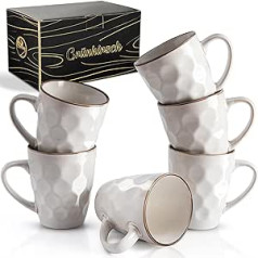 Grünhirsch Premium [6 x 420 ml] Coffee Mug Made of High-Quality Porcelain - Coffee Cup White - Coffee Cup Set Large with Handle - Coffee Mug Set Tea Cups - Scratch-Resistant and Shockproof