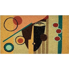 Baroni Home Hand-painted doormat made of space-saving coconut and non-slip underside, durable and easy to clean entrance mat, face yellow tones, 70 x 40 cm