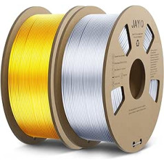 JAYO PLA Silk Filament 1.75 mm, Shiny PLA 3D Printer Filament 2.2 kg, Neatly Wound Filament, Dimensional Accuracy +/- 0.02, 2 Spools PLA+ Silver + Gold