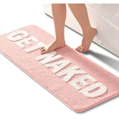 QJHOMO Pink and White Bathroom Rug Cute Bath Mat Non-Slip Washable Bath Mat Fun Bath Mat Soft Microfiber Shower Mat Absorbent Bathroom Rug 45 x 120 cm