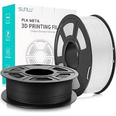 SUNLU Meta PLA Filament 1.75 mm, Neatly Wound PLA Meta Filament, Toughness, Better Liquidity, Fast Printing for 3D Printers, Dimensional Accuracy +/- 0.02 mm, 2 kg (4.4 lbs), Black + White