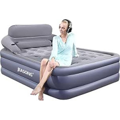 JEASONG Inflatable Beds with Headboard, Fast Inflation/Deflation, 20 Inch High, Inflatable Bed with Comfortable Flocked Top for Home, Guests, Travel, Camping Air Mattress