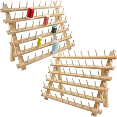 New brothread 2 x 60 Spools Wooden Thread Holder/Thread Holder/Thread Spools Organiser with Hooks for Hanging for Embroidery, Quilting, Sewing, Hair Braiding