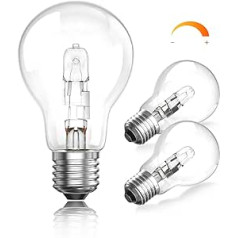 Bonlux E27 Halogen Light Bulbs 42 W Dimmable Globe A60 E27 Screw Light Bulb Warm White 2700 K Classic Halogen Lamps GLS Bulb for Chandelier, Table Lamp, Wall Light, AC220-240V, Pack of 3