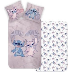 Stitch Bed Linen Duvet Cover 135 x 200 cm 80 x 80 cm Cotton · Children's Bed Linen Teenager Bed Linen Valentine's Day Love Disney Stitch & Lilo · 2-Piece (Flannel)