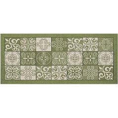 BIANCHERIAWEB Kitchen Runner Non-Slip Washable Kitchen Runner Dimensions 55 x 140 cm Made in Italy with Majolica Green Carpet Runner Washable and Ironable