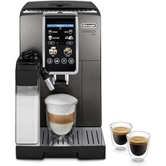 De'Longhi Dinamica Plus ECAM380.95.TB Fully Automatic Coffee Machine with LatteCrema Milk System, One-Touch Cappuccino, with 24 Recipes, 3.5 Inch TFT Colour Display, 1450 W, Titanium/Black