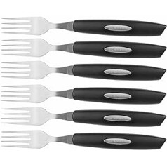 Scanpan Steak cutlery, steak fork for 6 people, black handle, rust-proof, dishwasher-safe