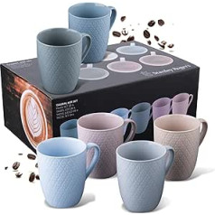 Stanley Rogers 6 Piece Mug Set - Modern Design Coffee Cups - High Quality New Bone Material in Pastel Shades - Perfect for Coffee, Tea or Cocoa - 12oz Volume