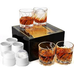 Whisky Glasses with 4 Ice Ball Shapes and a Luxury Box, Old Fashioned Whiskey Glasses, Gifts for Dad from Daughter Son Kids, Best Dad Ever Whiskey Glass, Gifts for Husband