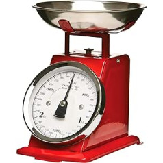 Premier Housewares 3 kg Retro Style Kitchen Scale with Stainless Steel Bowl, Red