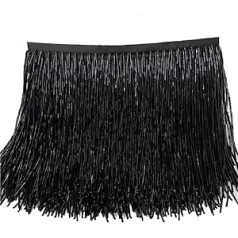 Yalulu 1 Metre Fringe Border Fringe Ribbon Decorative Ribbon 15 cm Wide Tassel Silk Fringe Cut Fringe Trim Costume Tassel Trimming Apparel Fringe Ribbon Sewing Accessories (Black)