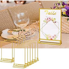 Picture Frames, Pack of 12, 5 x 7 Inch (13 x 18 cm) Counter Stand, Picture Frame, Golden Side Clear, Double-Sided Acrylic Table Stand, Advertising Stand, Wedding Party, Double-Sided Wedding Restaurant