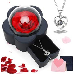 RANJIMA Eternal Rose Infinity Roses with Chain, Preserved Rose Jewellery, Rose Box with Preserved Flowers, Gifts Valentine's Day, Wedding Anniversary, Mother's Day, Birthday, Anniversary for Women,